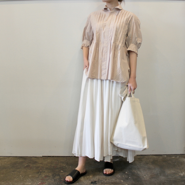 TOUJOURS(トゥジュー)【21SS】Half Sleeve Ruffled Cuffs Pin Tuck Shirt_SM34CS01【K】(9)