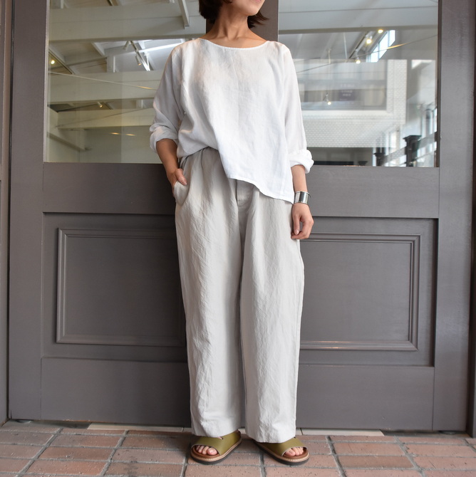 TOUJOURS(トゥジュー) Ramie*Cotton Chambray Twill Cloth Easy Trousers #KM34AP03(9)