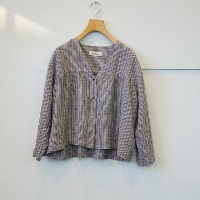 SARAH(サラ) FARMER'S MINI CHECK LINEN BLOUSE #C52979(9)