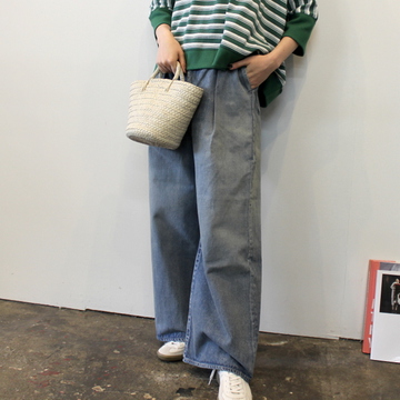 Graphpaper(グラフペーパー) Selvage Denim Two Tuck Wide Pants_GL221-40244B【K】