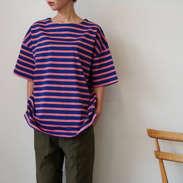 chimala(`}) UNISEX BASQUE BORDER BIG TEE #CS39-K12