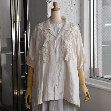 TOUJOURS(gDW[) / Open Collar Short Sleeve Frill Shirt #MM42GS01-AA