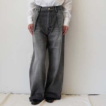 Graphpaper(Oty[p[)Selvage Denim Two Tuck Wide Pants-DARK FADE-#GL253-40062DB
