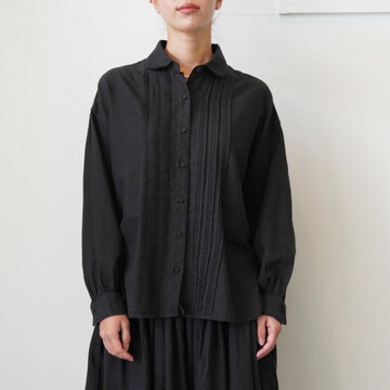maison de soil(]h\C) ROUND COLLAR SHIRT WITH RANDOM PINTUCK#INMDS24703W