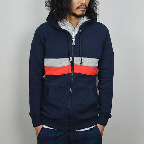THIS IS NOT A POLO SHIRT.(fBXCYmbgA|Vc) PANEL STRIPE ZIP HOODIE -(77)navy-(10)