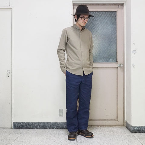 【50% OFF SALE】THE ESSENCE(エッセンス) COTTON SHIRT WITH DOUBLE COLLAR -(82)BEIGE- (10)
