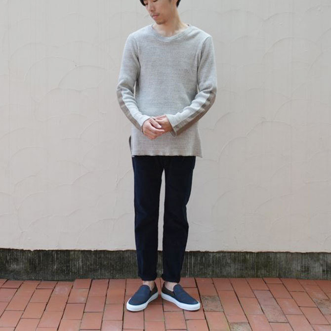 Honor gathering(Ii[MUO) LONG SLEEVE  MIX SLAB COTTON KNIT-MIX BEIGE(10)