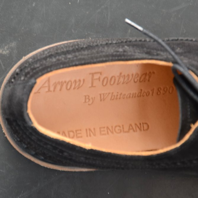 Arrow Footwear(A[tbgEFA)/ BLACK SUEDE 5 EYE BROGUE SHOE -BLACK SUEDE-(10)