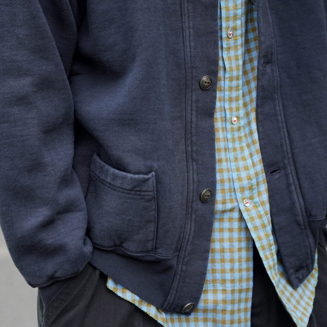 �y26SS�z A.PRESSE(�A �v���b�Z)/ Vintage Sweat Cardigan -BLACK,GRAY- #26SAP-05-14(11)