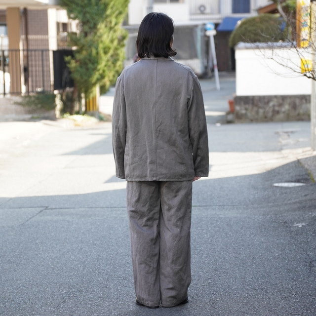 ULTERIOR(�A���e���A) / WASHED C/L CORKSCREW JKT , WASHED C/L CORKSCREW DRAWSTRING PANTS�ySET UP�z-KHAKI GREY- #UJK29-LA235-B(12)