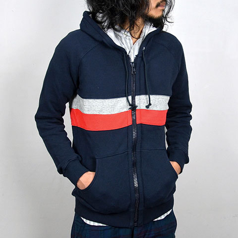 THIS IS NOT A POLO SHIRT.(fBXCYmbgA|Vc) PANEL STRIPE ZIP HOODIE -(77)navy-(1)