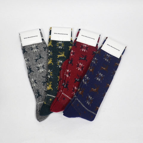 y30% off salezWhite Mountaineering(zCg}EejAO) Reindeer Pattern Middle Socks(1)