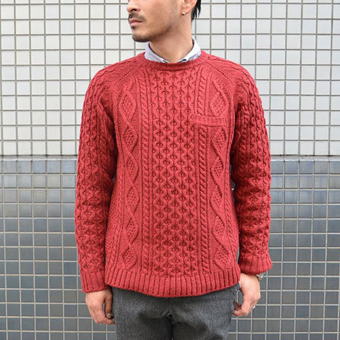 SATURDAYS SURF NYC(T^f[YT[t NYC) Keith Cable Knit -Brick- (1)