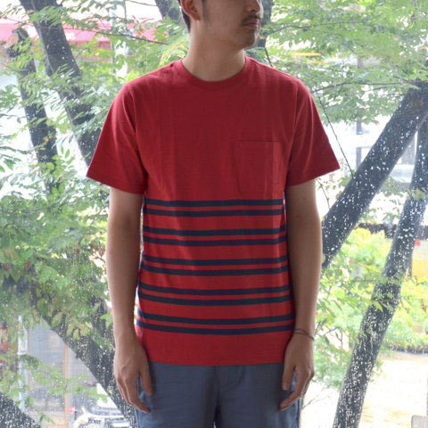 【30% off sale】SATURDAYS SURF NYC(サタデーズサーフ NYC) Randall City Stripe CUT AND SEW -RED- (1)