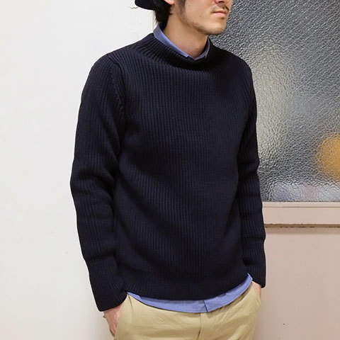 ANDERSEN-ANDERSEN(アンデルセン アンデルセン) SAILOR SWEATER CREW NECK(5Gauge) -NAVY-  ／acoustics Men's