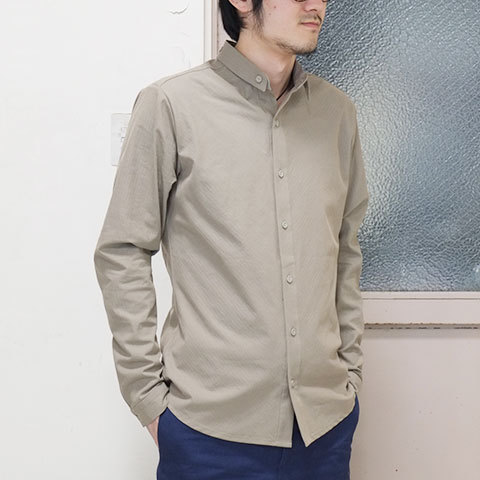 【50% OFF SALE】THE ESSENCE(エッセンス) COTTON SHIRT WITH DOUBLE COLLAR -(82)BEIGE- (1)
