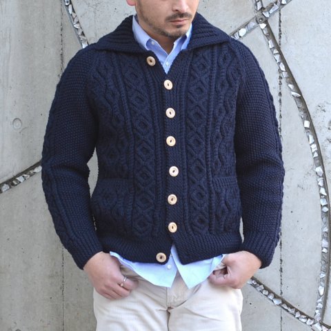 INVERALLAN(Co[A) 3A Lumber Cardigan({Ki)Heavy wt. -NAVY- (SIZE40BA42)(1)