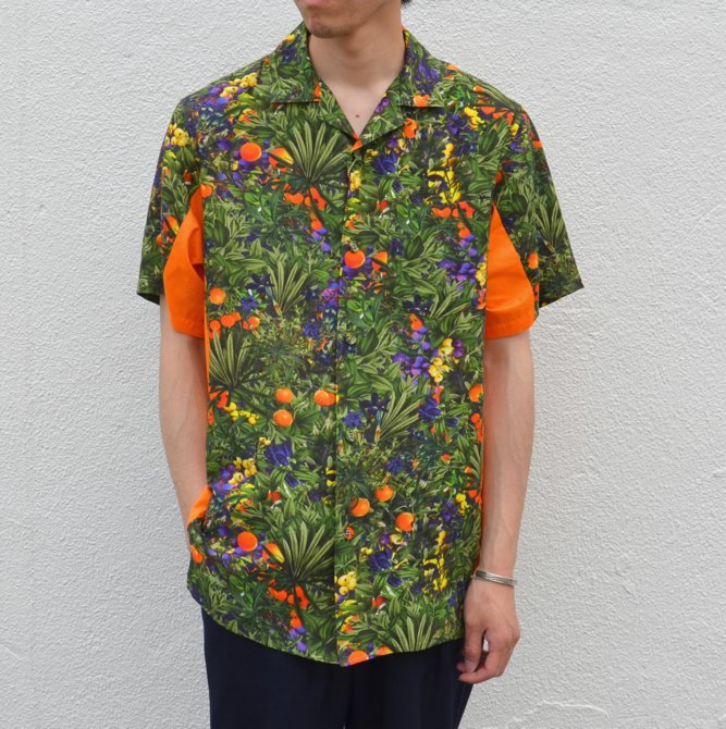 y30% off salez  White Mountaineering(zCg}EejAO) TROPICAL PATTERN PRINTED OPEN COLLAR SHORT SLEEVES SHIRT -GREEN- #WM1771112(1)