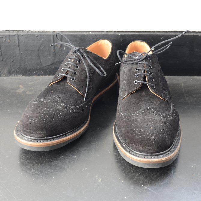 Arrow Footwear(A[tbgEFA)/ BLACK SUEDE 5 EYE BROGUE SHOE -BLACK SUEDE-(1)
