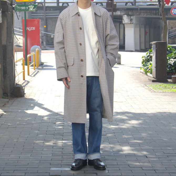 19 SS】 AURALEE(オーラリー)/ FINX WEATHER CLOTH CHECK COAT-IVORY CHECK #A9SC01WC／acoustics  Men's