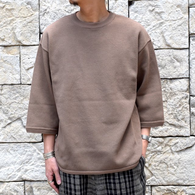 2019 SS】crepuscule(クレプスキュール) Round Knit 7分袖 -BROWN