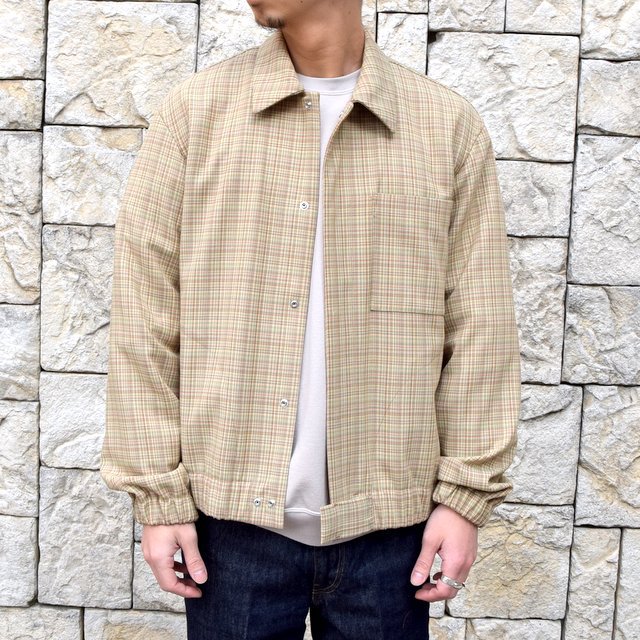 AURALEE、HARD TWIST WOOL CHECK BLOUZON着丈72㎝