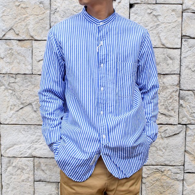 2020】 A VONTADE(ア ボンタージ)/ BANDED COLLAR SHIRTS -BLUE STRIPE ...