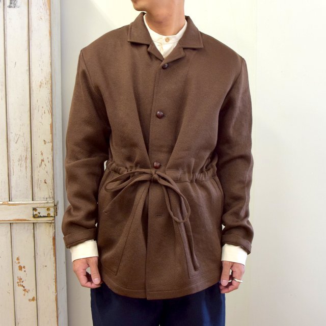 y40% off salezFRANK LEDER(tN[_[)/ BROWN WOOL SHIRT JACKET WITH DRAWSTRING -BROWN- #0126041(1)