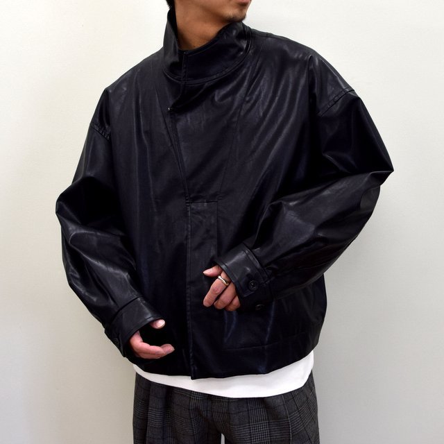 stein over sleeve fake leather jacket - レザージャケット