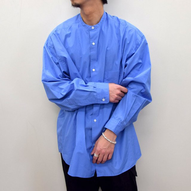 BROAD OVERSIZED L/S BAND COLLAR SHIRT