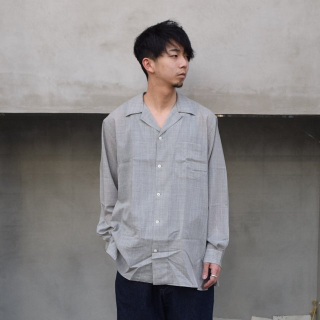 MAATEE&SONS(}[eB[AhTY)/ OPEN COLLAR SHIRTS -Top Grey- #MT1103-0610(1)