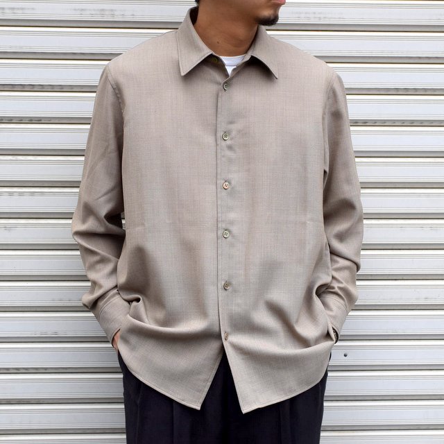 山内 (やまうち)/ ノーミュールシングメッシュウールシャツ -SAND BEIGE- #21142／acoustics Men's