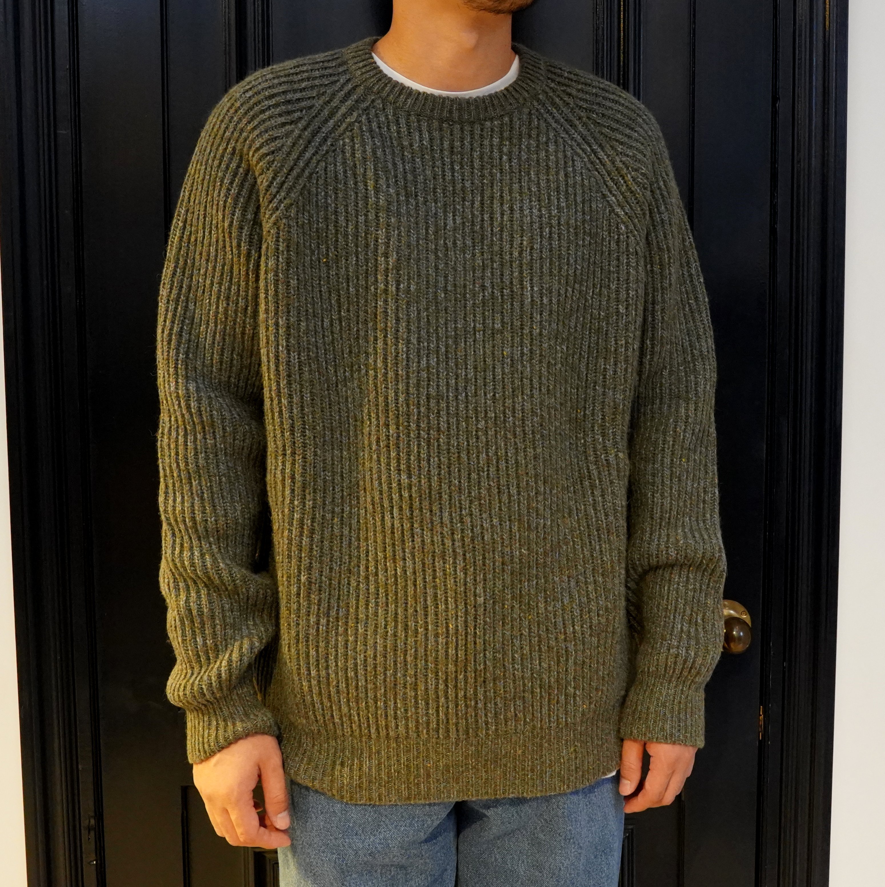 【40% off sale】 Cristaseya(クリスタセヤ)/Ribbed raglan sweater -Blue/Green- #18KA-CA-BGR(1)