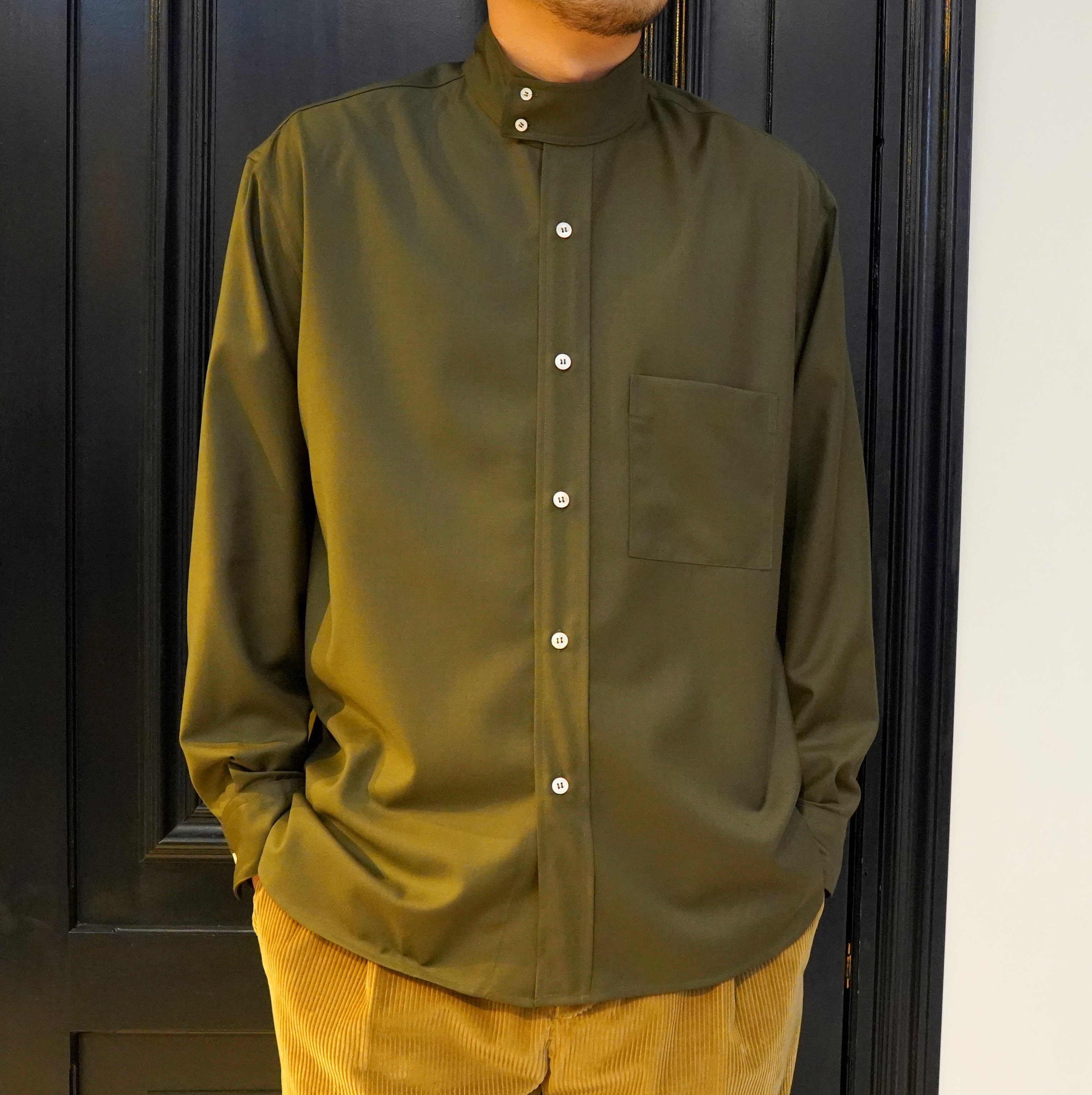 【40% off sale】 Cristaseya(クリスタセヤ)/Oversized high collar mao shirt -Khaki- #06NC-CW-KH(1)