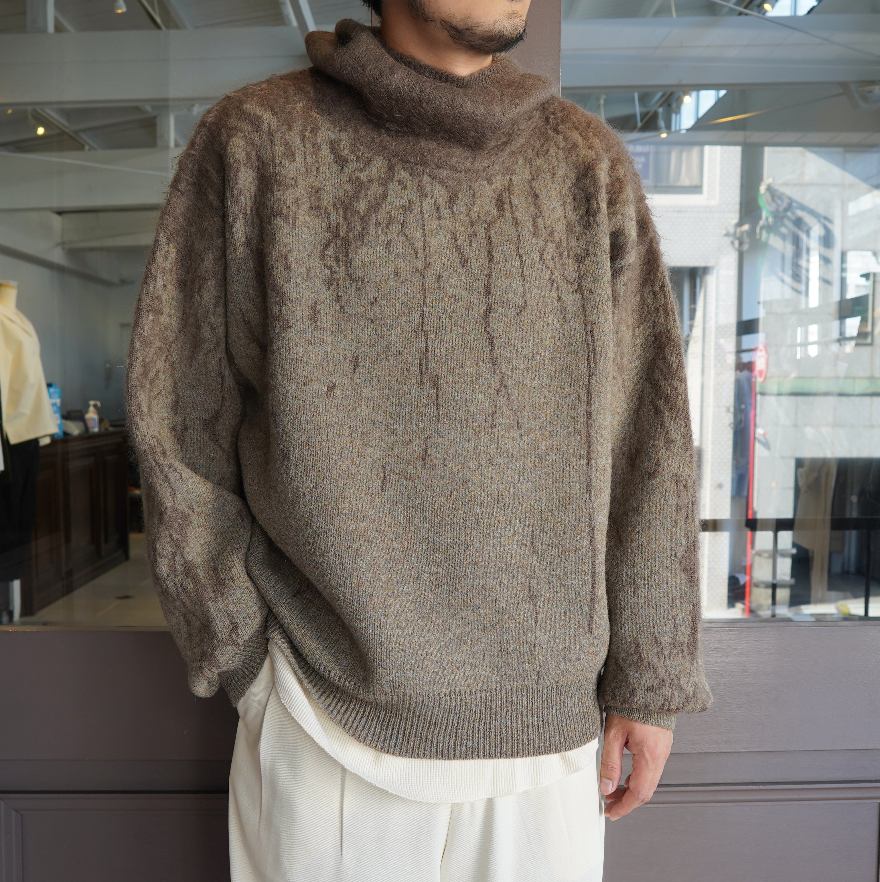 肩幅…63cmamachi “Rainy Pattern Knit Hoodie