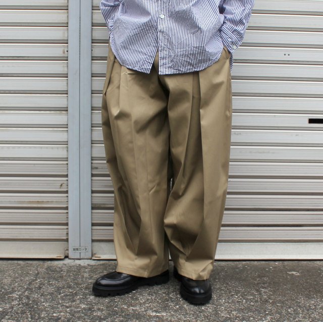 sagenation 23AW BOX PLEATS TROUSER カーキM-