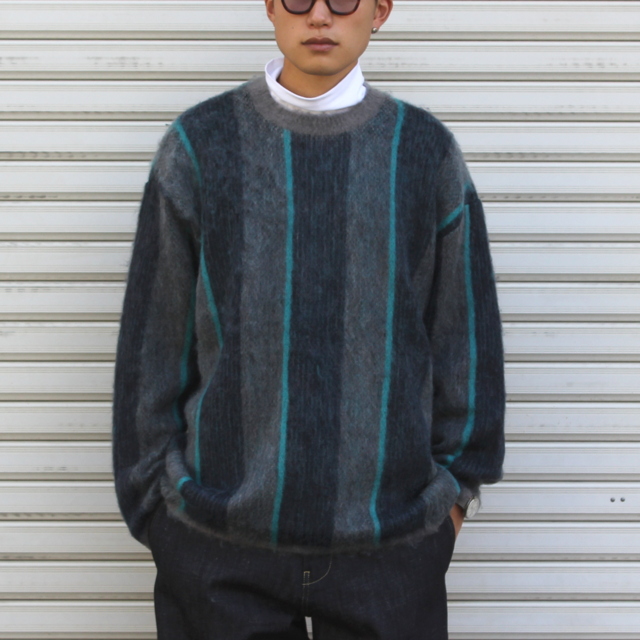 stein(シュタイン)/ MOHAIR STRIPE KNIT LS -GRAY×NAVY- #ST455