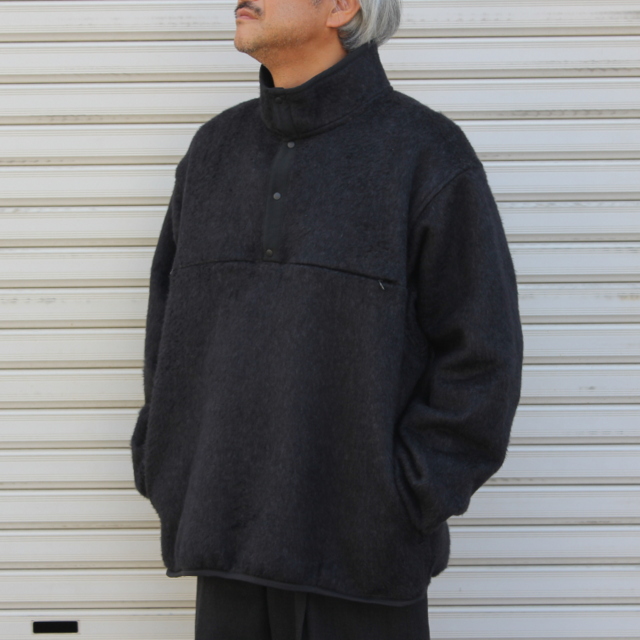 blurhms (ブラームス)/ COTTON SILK FLEECE SNAP P/O -HETHERBLACK 