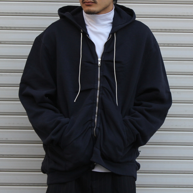 CAMIEL FORTGENS(カミエル フォートゲンス)/ wrinkle zip hoodie -navy ...