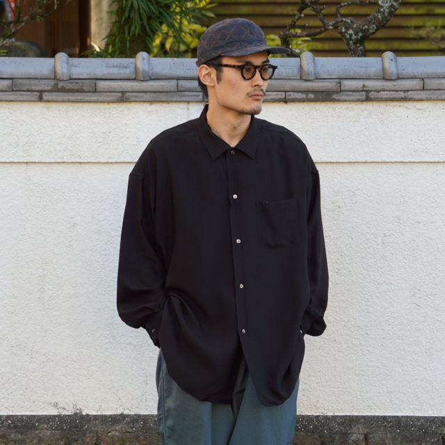 Graphpaper (Oty[p[)/ Viscose Cupro Oversized Sleeping Shirt -Black- #GM231-50017(1)