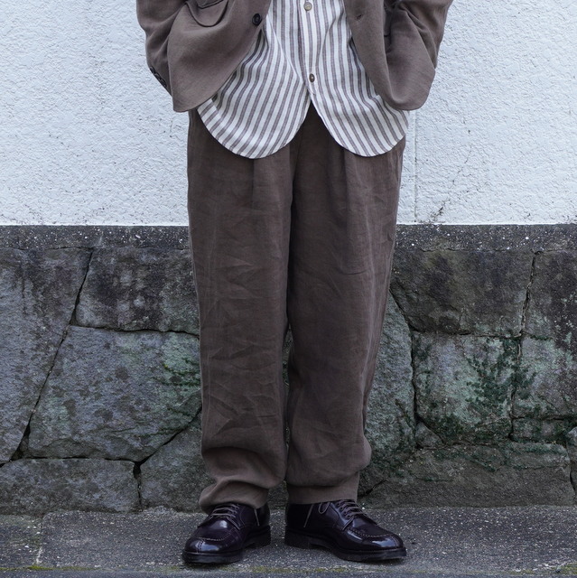 FRANK LEDER(フランクリーダー)/FABRIC WASHED LINEN DRAWSTRING 2TUCK TROUSERS ‐2COLOR- #0513011(1)