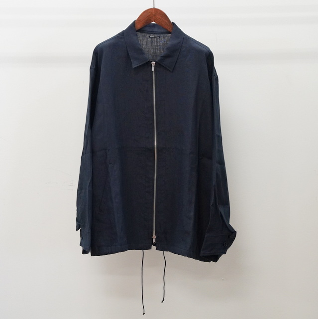 REDDISH BROWN(レディッシュブラウン)/ LINEN ZIP UP SHIRT JACKET -NAVY-  #JK011／acoustics Men's