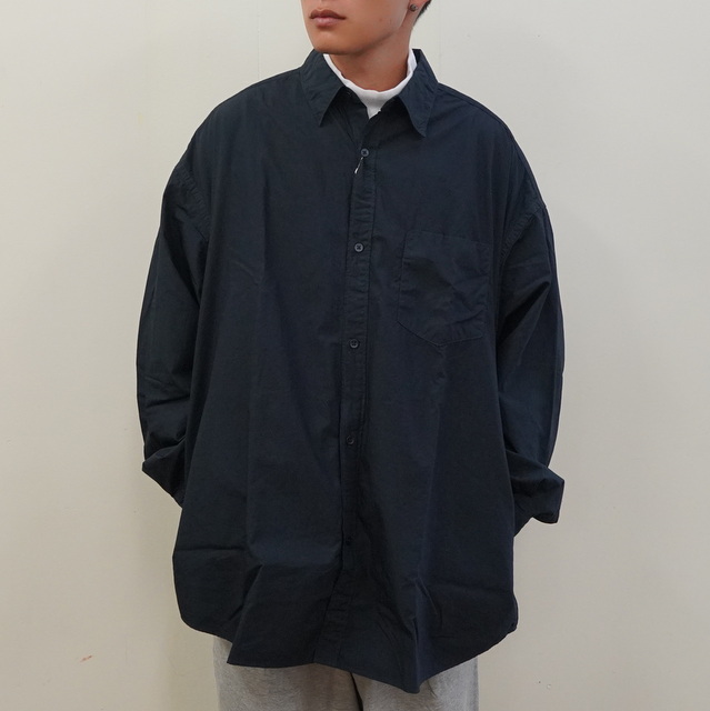 【23AW】Graphpaper (グラフペーパー)/ GARMENT DYED SUVIN TYPEWRITER OVERSIZED SHIRT -NAVY- #GM233-50072(1)