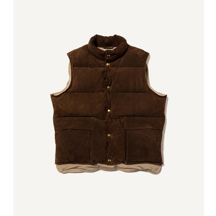 23AW】A.PRESSE(ア プレッセ)/ Suede Down Vest -BROWN- #23AAP-01-27H