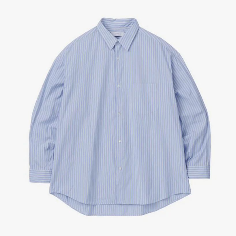 Graphpaper (グラフペーパー)/ CANCLINI L/S Oversized Regular Collar Shirt -BLUE STRIPE- #GM234-50100(1)