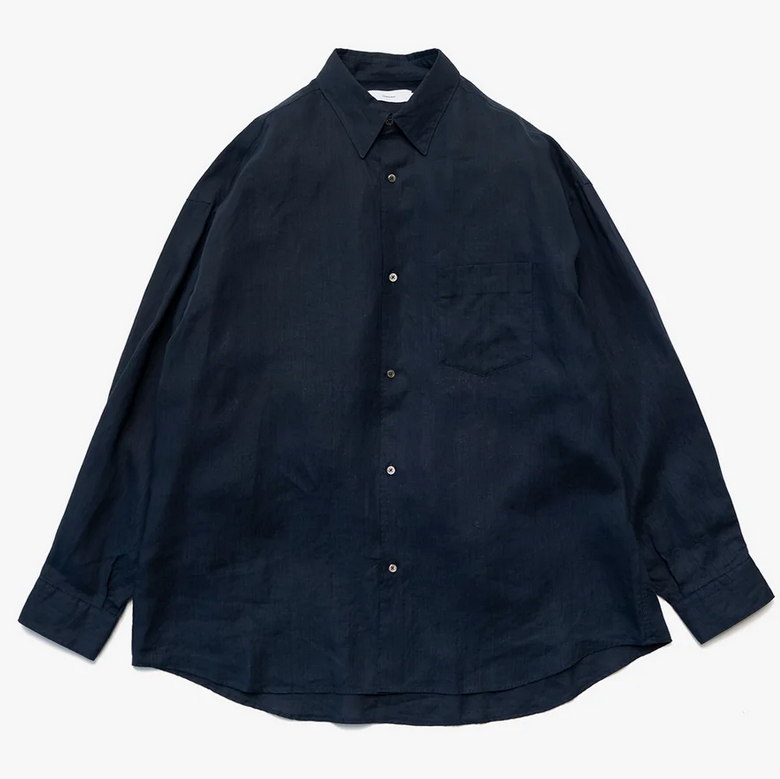 [24SS]Graphpaper (Oty[p[)/ Linen L/S Oversized Regular Collar Shirts -NAVY- #GM241-50273B(1)