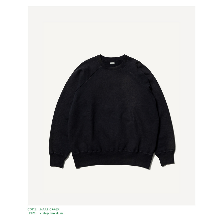 (24aw) A.PRESSE(A vbZ)/ Vintage Sweatshirt -BLACK- #24AAP-05-06K(1)