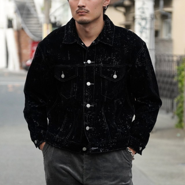 YOKE([N)/ FLOCKY PRINTED DENIM TRUCKER JACKET -BLACK- #YK24FW0753B(1)