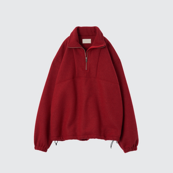  [24AW] YOKE([N)/ WOOL FREECE HALF ZIP PULLOVER -RED,BLACK- #YK24FW0801B(1)