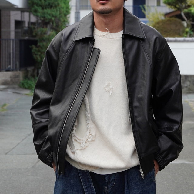 [24AW]ssstein(V^C) / LEATHER ZIP SHORT JACKET -BLACK- #ST921(1)